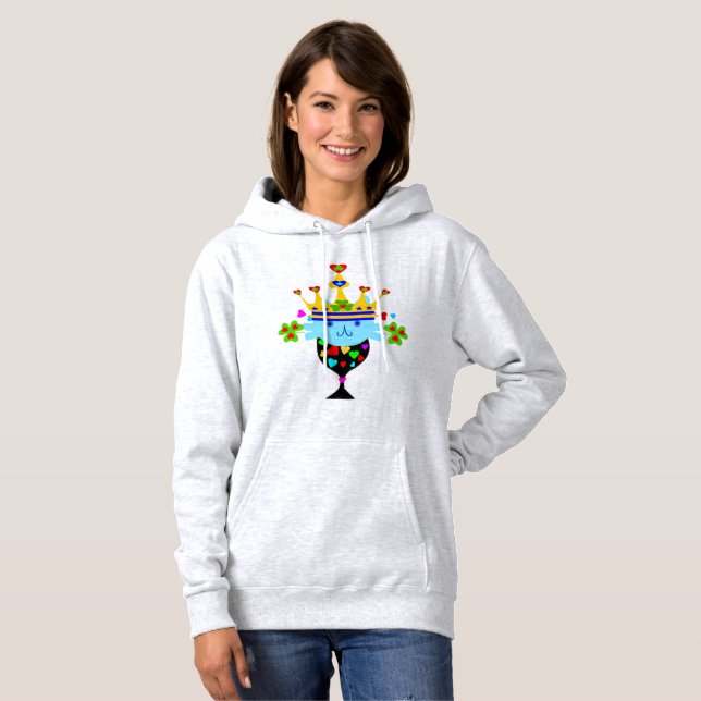 ♥ټ☘Crowned Blue-Eyed Cat Fabulous Basic Toasty Hoodie (Front Full)