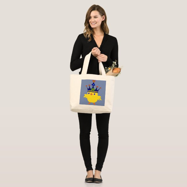 ♥ټ☘Crowned Irish Queen Chicken Fabulous Chic Jumbo Large Tote Bag (Front (Model))
