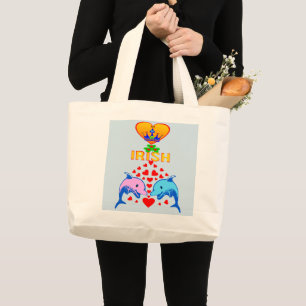 ♥ټ☘I Love Irish-Awesome St Patrick's Day Stylish Large Tote Bag