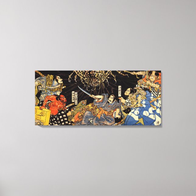 お化け蜘蛛, 国芳, Monster Spider, Kuniyoshi, Ukiyo-e Canvas Print (Front)