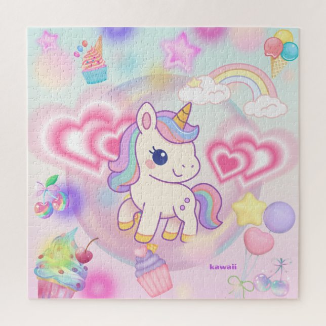 かわいいピンクのゆるふわユニコーン♡ JIGSAW PUZZLE (Vertical)