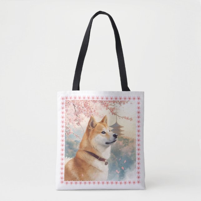 かわいい柴犬の手書き風イラスト桜♡ TOTE BAG (Front)