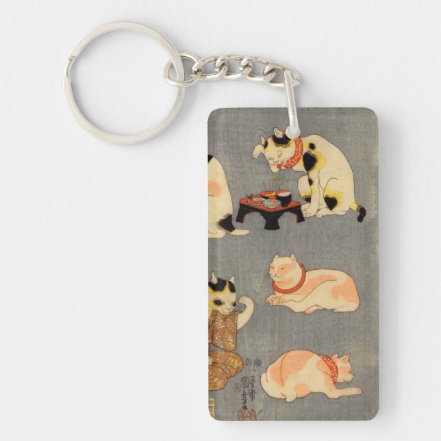 たとえ尽の内（中）, 国芳 Japanese Cats(2), Kuniyoshi, Ukiyo-e Key Ring (Front)