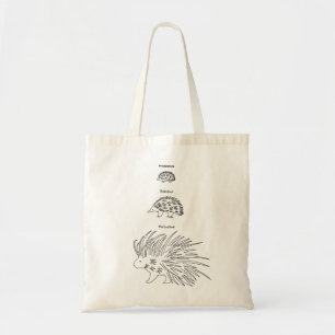 【はりーず(英語-黒】 Hedgehog, Echidna, Porcupine (En-black Tote Bag