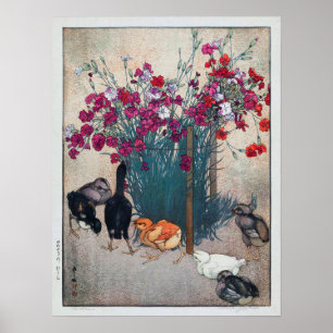 ひよこ, Dianthus & Chicks , Hiroshi Yoshida, Wo Poster
