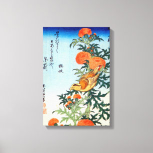 アザミに小鳥, 北斎 Bird and Thistle, Hokusai, Ukiyo-e Canvas Print