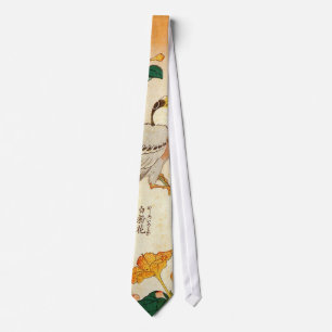 オシロイバナに小鳥, 北斎 Bird and Mirabilis Jalapa, Hokusai Tie