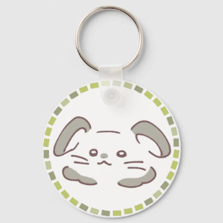 カラフルタイル模様&ふわふわうさぎ KEY RING