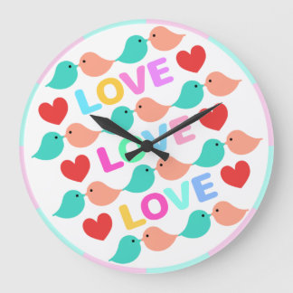 キ ュ ー な ラ ト to pay LOVEs rent for Cute lovebirds. Large Clock