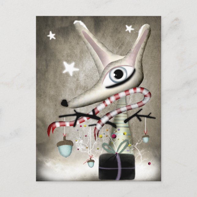 ドングリ Winter Christmas acorn new year fox Postcard (Front)