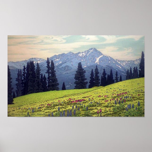 ホリー・クロス山, Mt. Holy Cross, Hiroshi Yoshida, Woodcut Poster (Front)