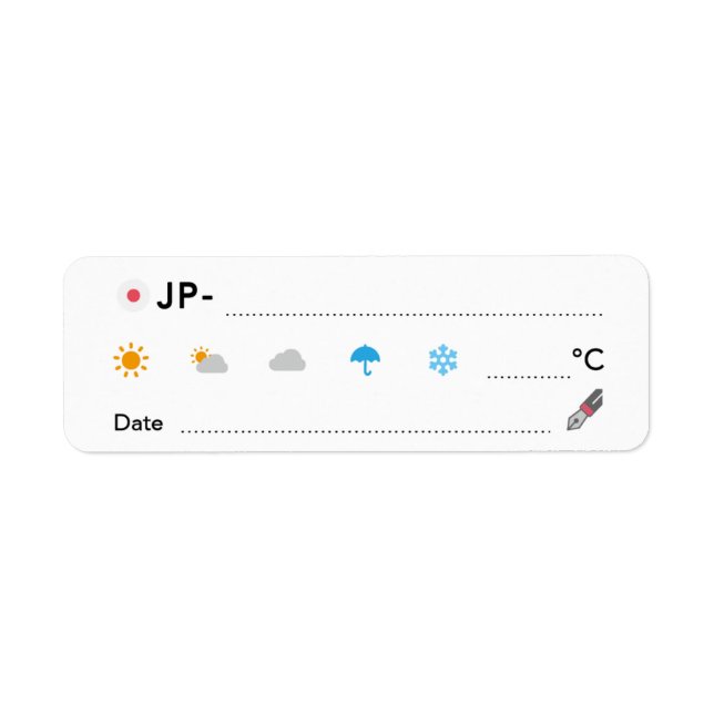 ポスクロID・天気・日付シール（日本）ポストクロッシング　Postcrossing ラベル (Front)