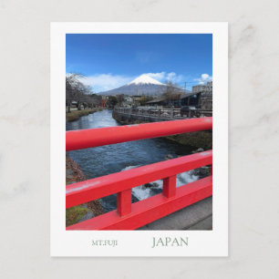 ポラロイド風 富士山と赤い橋 観光ポストカード   Modern Vintage Mt Fuji J Postcard