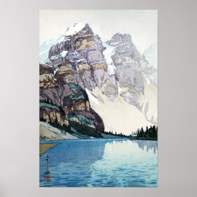 モレーン湖, Moraine Lake, Hiroshi Yoshida, Woodcut Poster (Front)