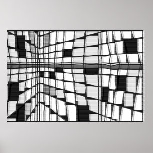 モンドリアンシティ７ウェーブ　（白黒） POSTER