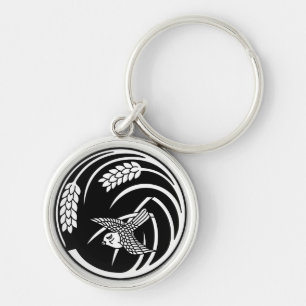 一本稲の丸に雀 KEY RING