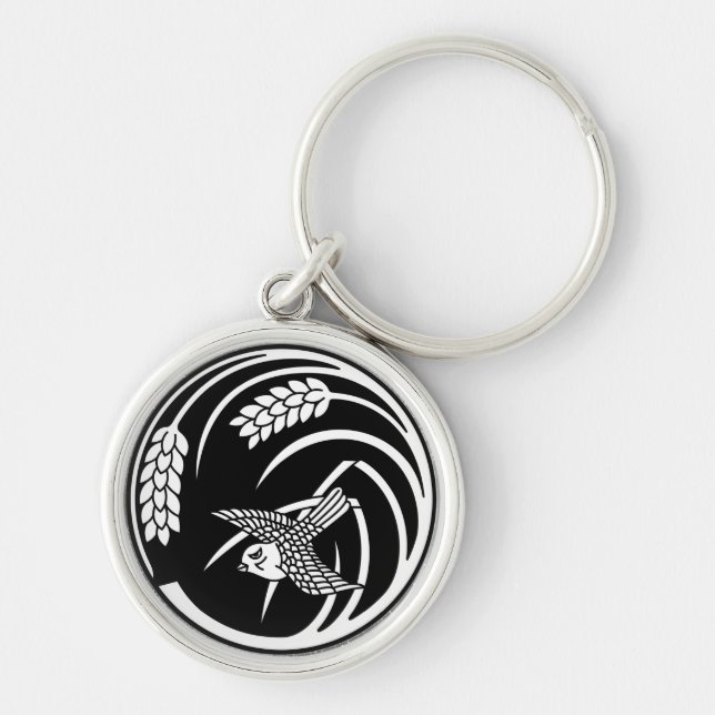 一本稲の丸に雀 KEY RING (Front)
