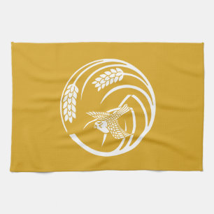 一本稲の丸に雀 TEA TOWEL