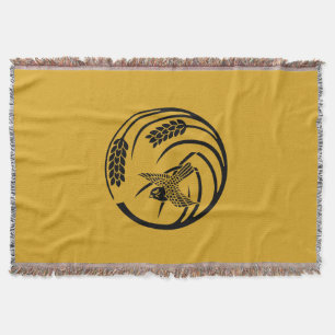 一本稲の丸に雀 THROW BLANKET