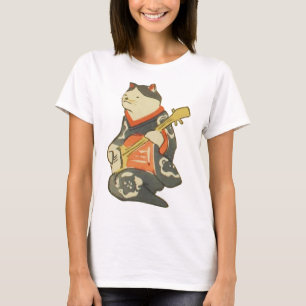 三味線を弾く猫, 国芳 Cat Playing Guitar, Kuniyoshi, Ukiyoe T-Shirt