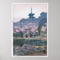 三渓園, Sankei-en Garden, Hiroshi Yoshida, Woodcut