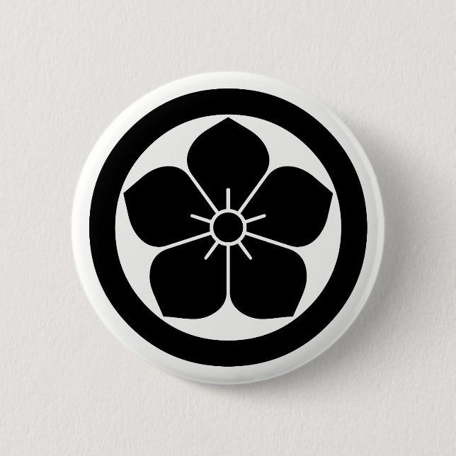 丸に桔梗 6 CM ROUND BADGE (Front)