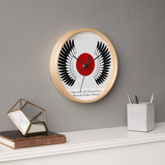 丹頂旗時計（Wall Clock with Red-Crowned Crane Flag） (Office)