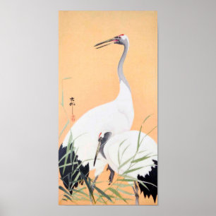丹頂鶴, 小原古邨 Red-crowned Crane, Ohara K Poster