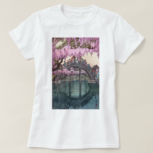 亀戸天神, Kameido Bridge, Hiroshi Yoshida, Woodcut T-Shirt (Design Front)