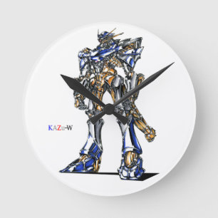 作品番号00009　「有機的細部のロボット」 ラウンド壁時計 ROUND CLOCK