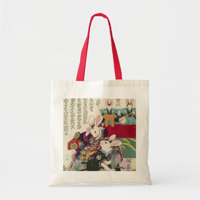 兎の歌舞伎役者, 芳藤 Actors of Rabbit, Yoshifuji, Ukiyo-e Tote Bag (Front)