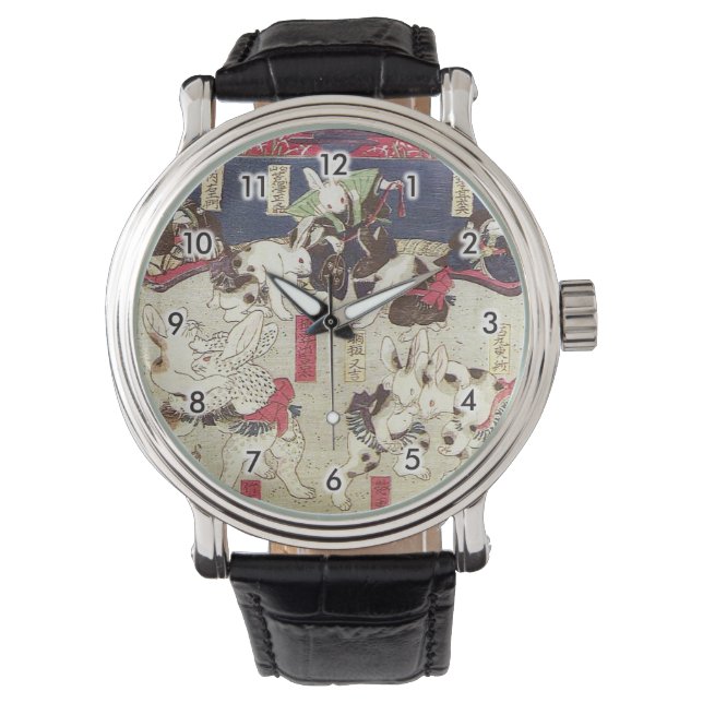 兎の相撲, 芳藤 Sumo Rabbits, Yoshifuji, Ukiyo-e Watch (Front)