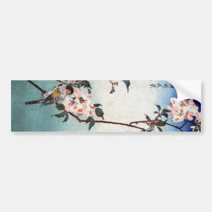 八重桜に鳥, 広重 Cherry Blossom & Bird, Hiroshige, Ukiyoe Bumper Sticker