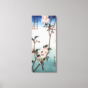 八重桜に鳥, 広重 Cherry Blossom & Bird, Hiroshige, Ukiyoe Canvas Print