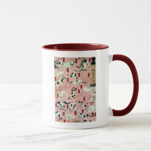 其のまま地口猫飼好五十三疋（上）, 国芳 Cats(1), Kuniyoshi, Ukiyo-e Mug