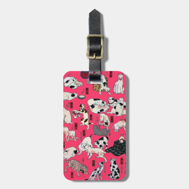 其のまま地口猫飼好五十三疋（下）, 国芳 Cats(3), Kuniyoshi, Ukiyo-e Luggage Tag (Front Vertical)