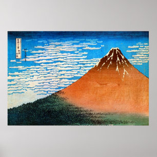 凱風快晴(赤富士), 北斎 Red Mount Fuji, Hokusai, Ukiyo-e Poster