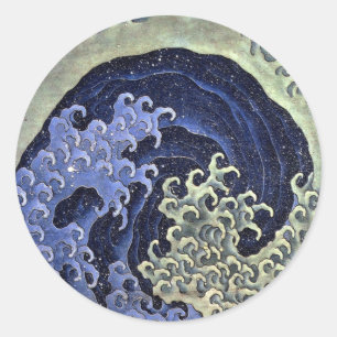 北斎の波, 北斎 Hokusai Wave, Hokusai Classic Round Sticker