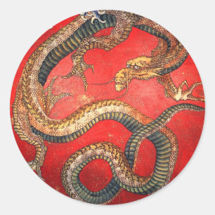 北斎の龍, 北斎 Hokusai Dragon, Hokusai Classic Round Sticker