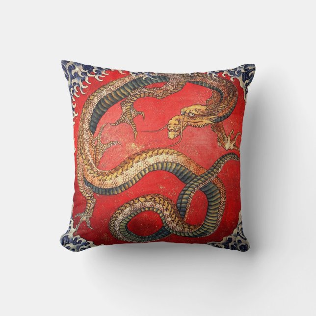 北斎の龍, 北斎 Hokusai Dragon, Hokusai, Japan Art Cushion (Front)
