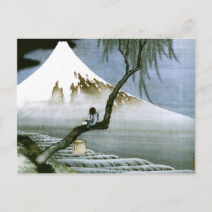 北斎 Boy & Mt Fuji Fine Art Postcard