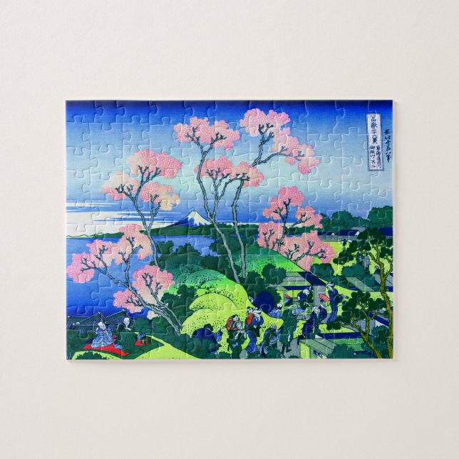 北斎 Goten-Yama Hill Hokusai Cherry Blossom Fine Art Jigsaw Puzzle (Horizontal)