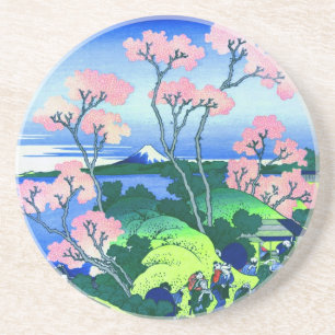北斎 Goten-Yama Hill Hokusai Cherry Blossom Fine Coaster