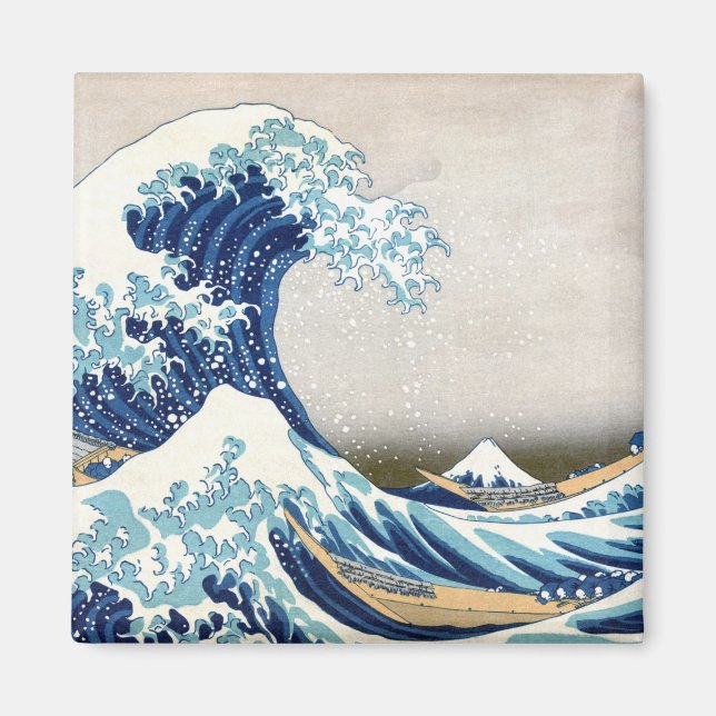 北斎 Great Wave Off Kanagawa Hokusai Fine Art Magnet (Front)