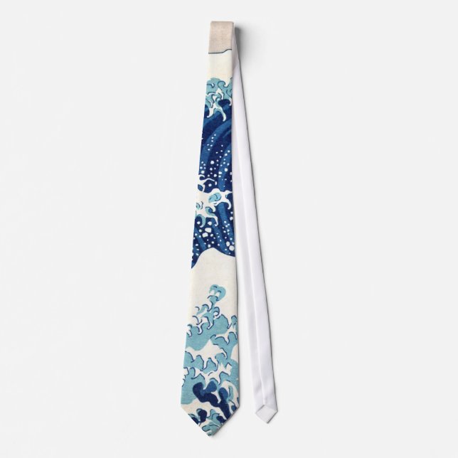 北斎 Great Wave Off Kanagawa Hokusai Fine Art Tie (Front)