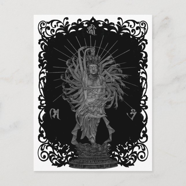 千手観音シェー　背景付き POSTCARD (Front)