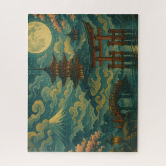 和風ドリームスケープ|月夜の幻想風景パズル / Japanese Dreamscape – Moon Jigsaw Puzzle
