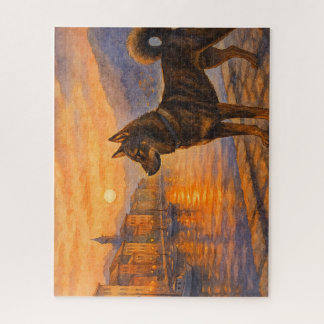 四国犬と港町の夕景 / Shikoku Dog and Sunset Harbor Jigsaw Puzzle