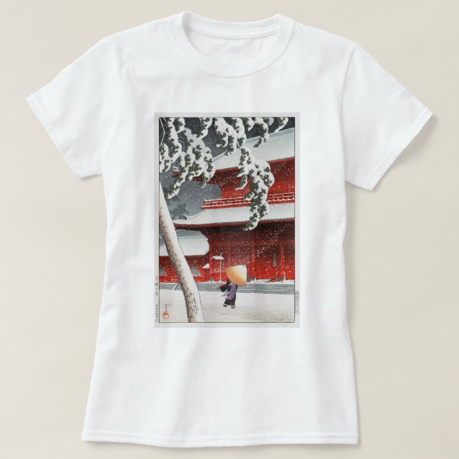 増上寺, 川瀬巴水 Zôjô-ji Temple, Hasui Kawase, Woodcut T-Shirt (Design Front)