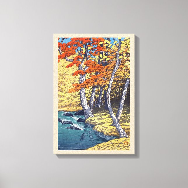 奥入瀬の秋, Autumn at Oirase, Hasui Kawase, Woodcut Canvas Print (Front)